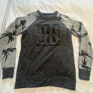 BURTON Gray Fleece Lined Sweatshirt with Thumb Holes-Size Small EUC